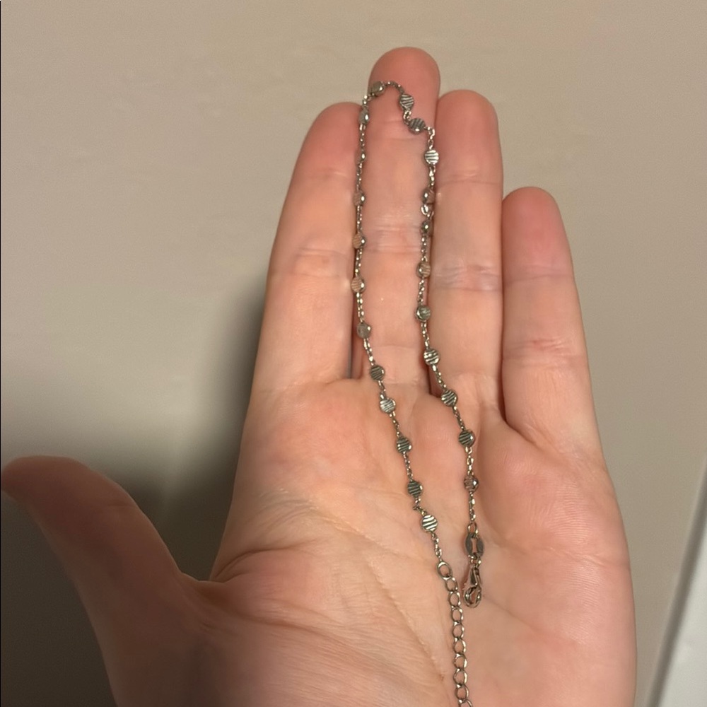 Sterling Silver 925 Italy Brushed Disk Link Chain Adjustable Anklet Bracelet